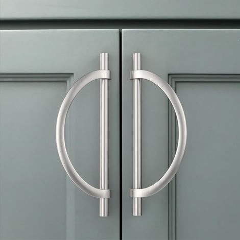 10 Pièces Poignee de Meuble Cuisine Argenté 160mm Alliage de zinc Poignées Meubles avec Vis, pour Bureaux, Tiroirs, Armoires, Placard UK0044 (1/5)
