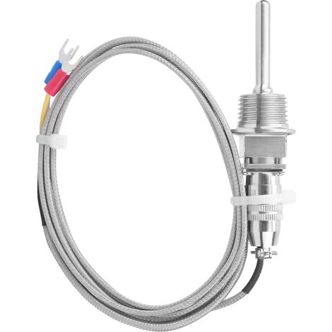 Temperaturfühler Typ K (RTD), Edelstahl-Thermoelement, abnehmbarer 3-poliger Stecker (1/2 NPT) und 2 m Kabel (1/5)