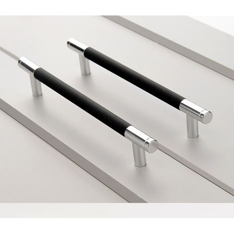 Stück Griffe aus schwarzer und silberner Aluminiumlegierung mit 96 mm Lochabstand, geeignet für Schreibtische, Schubladen und Schränke (1/5)