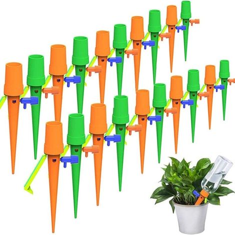 20pcs Irrigation Goutte à Goutte Kit, Piquets d'arrosage Automatiques avec 20pcs Support Anti-basculement, Convient à Toutes Les Bouteilles, pour Les Plantes d'intérieur et d'extérieur (1/5)