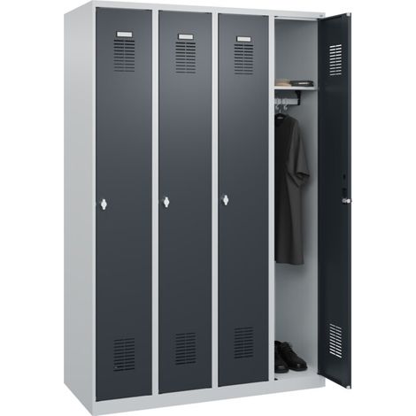C+P Armoire à casiers Basis PLUS, 4 compartiments, 1850x1200x500mm, 7035/7016 (1/5)