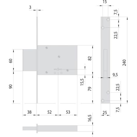 SERRATURA A DOPPIA MAPPA DA INFILARE PER FASCIA PER FERRO ART. 57013 E 52 - CISA