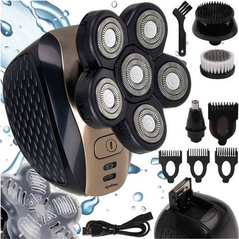 Tondeuse a cheveux et a barbe sans fil pour hommes 6 tetes rechargeable par usb (1/5)
