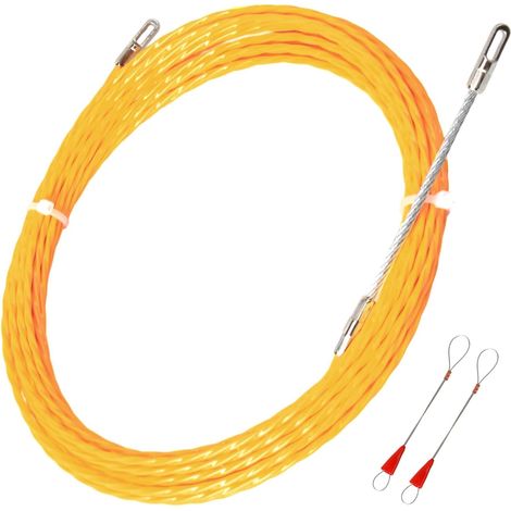 10m Ø3mm Aiguille Électricien Rigide Nylon 360° avec 2 Têtes de Guidage Tire Enfileur Fil Electrique Electricien Pivotant Flexibles pour Conduits de Câbles Câblage Informatique Télécommunications (1/5)