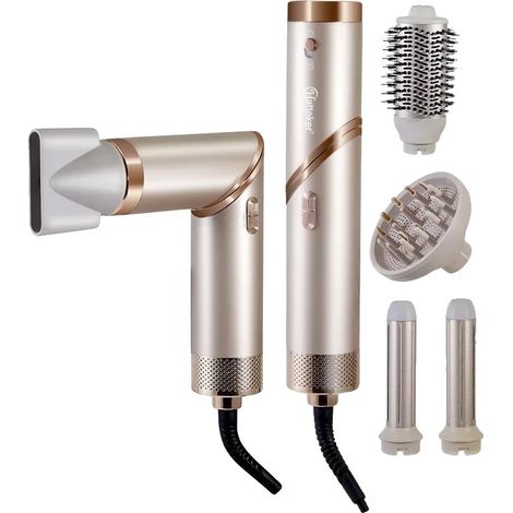 Sèche-cheveux, 5-en-1 Multifonction, Technologie d'Ions Négatifs, Or Rose, UE (1/2)