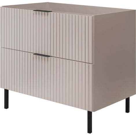Mobile lavabo, Cashmere + maniglia nera, 80 x 77 x 46 cm, senza piano di lavoro, piedi neri (1/5)