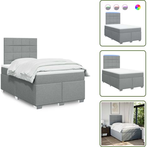 Sommier à lattes de lit avec matelas Gris clair 120x200cm Tissu - Sommier À Lattes De Lit - Sommiers À Lattes De Lit - Lit - Meuble De Chambre À Coucher (1/5)