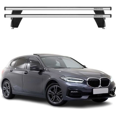OMAC Dachträger Querträger Alu für BMW 1er F40 2019-2024 – Abschließbar – T-Nut – City-Crash-getestet – Max. 75 kg Silber (1/5)
