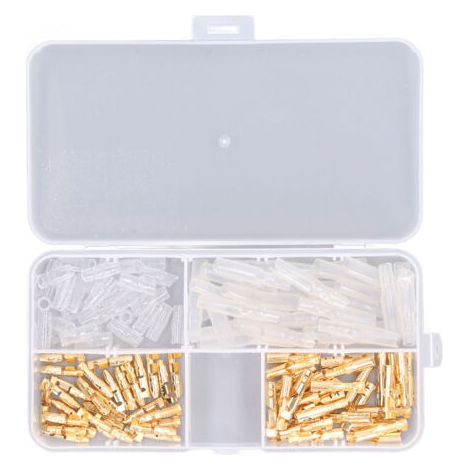 120 pièces Kit de connecteurs de moto Borne à sertir électrique Câblage nu mâle femelle avec couvercle isolant 3,5 mm Or,DUBUNS