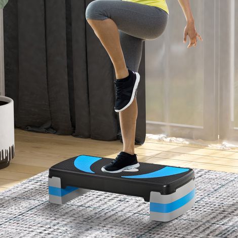 Step de aeróbic ajustable de 3 alturas 10/15/20 cm, plástico negro OKMYHOME