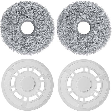 Serpillères de rechange avec support de vadrouille compatibles avec les aspirateurs robots Xiaomi X20+, Dreame L10S Pro Gen 2 / L10 Ultra / L10S Pro / L10S Ultra / L10 Prime / X20 Pro (Blanc) (1/5)