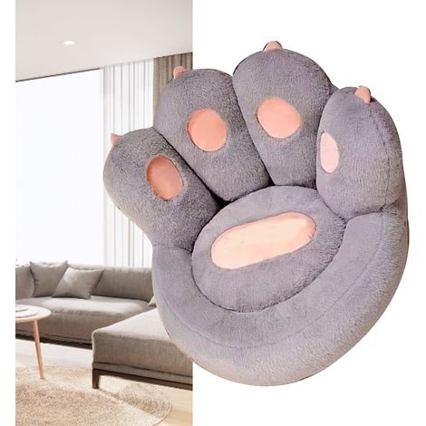 Coussin patte de chat style INS, coussin de chaise kawaii en forme de patte de chat, coussin mignon et confortable pour canapé et sol, gris (1/5)