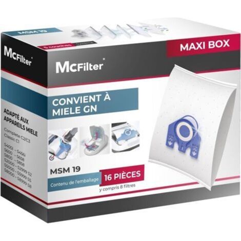 I 16 sacs à poussière compatibles avec les aspirateurs Miele série GN S2 S4 S5 S6 S8, Complete C2/C3, Classic C1 I 8 filtres inclus I MAXI BOX (1/5)