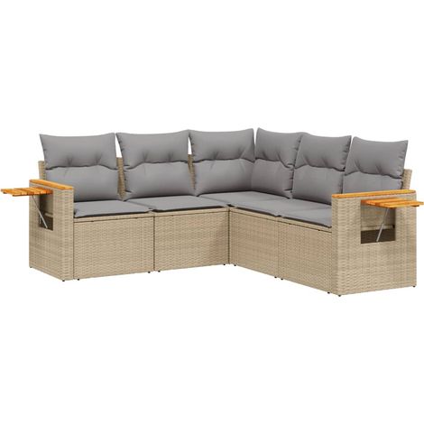 Maison Exclusive - 5-tlg. Garten-Sofagarnitur mit Kissen Beige Po (1/3)