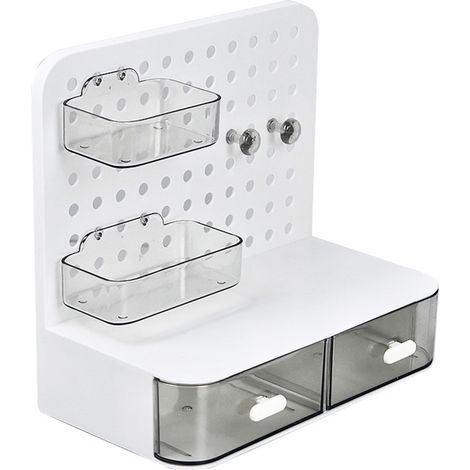 Organisateur de Bureau Pegboard [Marque] Modèle Simple Blanc en Plastique avec Tiroirs Rangement Multifonctionnel Compact pour Stylos et Accessoires (1/5)