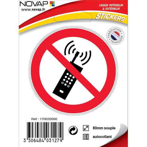 Panneau Téléphone mobile interdit - Vinyle adhésif Ø80mm - 4031279