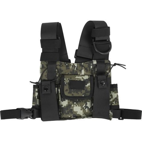 Sacoche de poitrine pour talkies-walkies YINI Tone, ajustable, avec poche avant et camouflage numérique.-AquaForge (1/5)