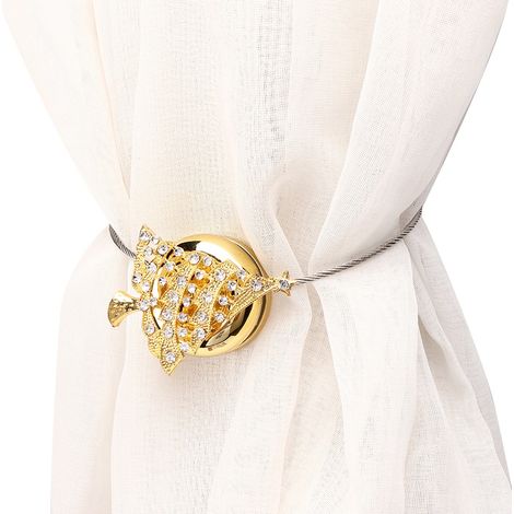 Wunderschöne magnetische Gardinenhalter im europäischen Stil aus einer Legierung mit Strassverzierungen in Gold (1/5)