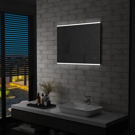 Espejo de pared LED para baño y sensor táctil 80x60 cm DEC022614