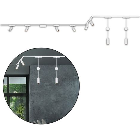 Sistema a binario Briloner Luxtrail, 6x faretti, 2x sospensione, forma a U, Z, bianco