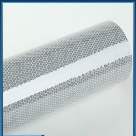 Pellicola adesiva retroriflettente in microsfere ad alta intensità in PET - Colore: Bianco - Misura: 1240mm (124cm) x 50cm