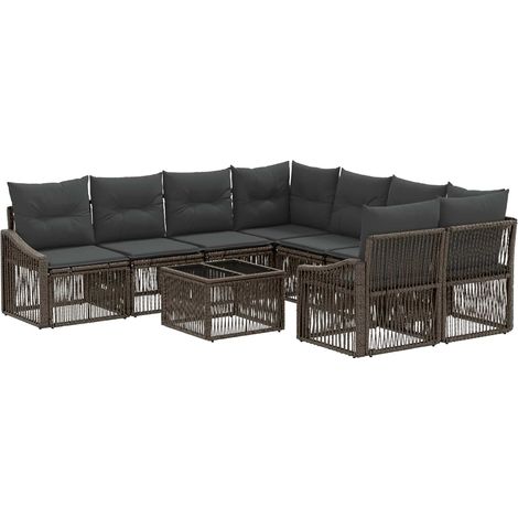 Gartensofa-set 9 stk. Grau Poly-Rattan vidaXL (1/5)