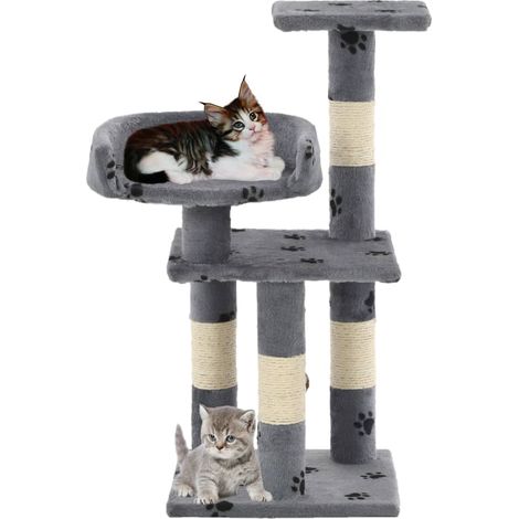 Maison Exclusive - Albero per Gatti Tiragraffi in Sisal 65 cm Zampe Stampate Grigio