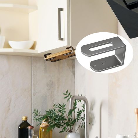 Support pour planches à découper à glisser sous un meuble (4 pièces) - Porte-couvercles en acier inoxydable - Gris - Rangement sous étagère (1/4)