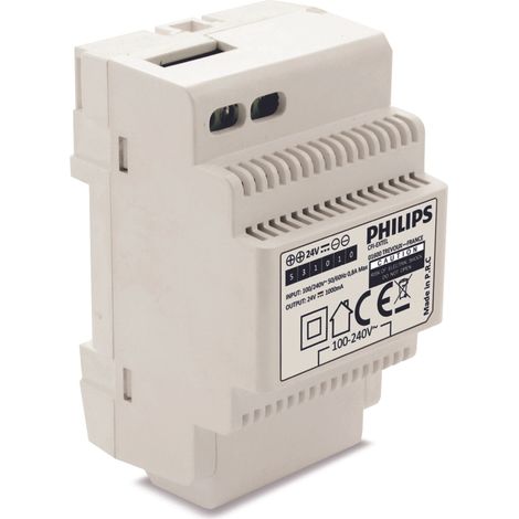 Transformateur de tension pour visiophone Philips WelcomeEye 230V 24VDC – Alimentation modulaire pour installation murale – Compatible rail DIN
