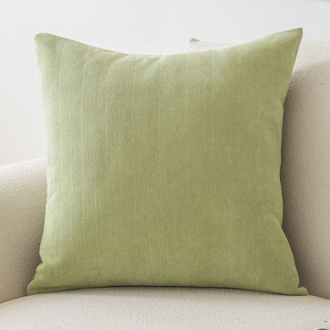 Housse de coussin en chenille, 45 x 45 cm, uni pistache — pour canapé, soutien lombaire et décoration salon