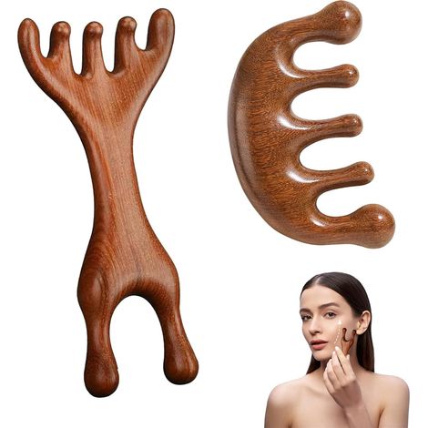 Brosse de Massage Cuir Chevelu en Bois Massage Tête Outil de Relaxation avec 2 Styles Différents de Masseur Tête pour Stimuler le Cuir Chevelu Améliorer la Circulation Sanguine Relaxation Profonde (1/5)