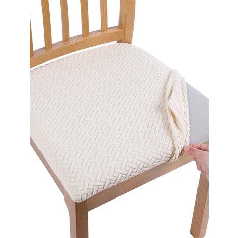 2 schlichte Stuhlkissenbezüge, weicher und bequemer Sitzschutz für Stühle in Esszimmer und Küche, rutschfest, beige (1/5)