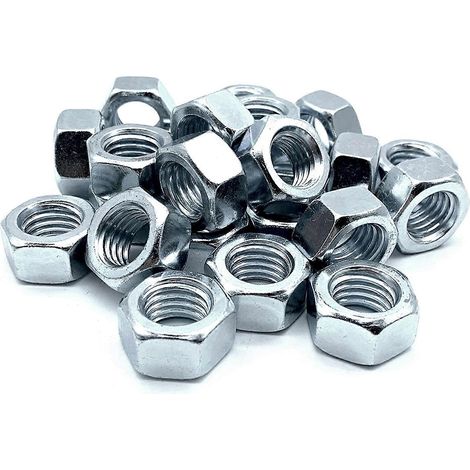 Écrou 50 Écrous hexagonaux M6 5 mm x 10 mm Acier galvanisé DIN 934 Écrou M6 pour boulons et écrous, éléments de raccordement, réglage et fixation intérieurs et extérieurs (1/4)
