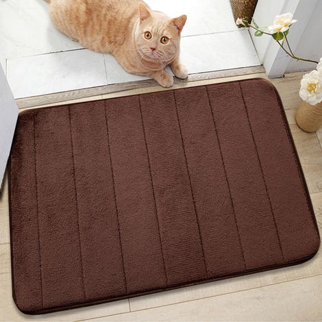 Braune Badezimmermatte, 40 x 60 x 0,5 cm, 1 Stück, maschinenwaschbar, saugfähig, Badezimmermatte, Badewannen-Duschmatte (1/5)