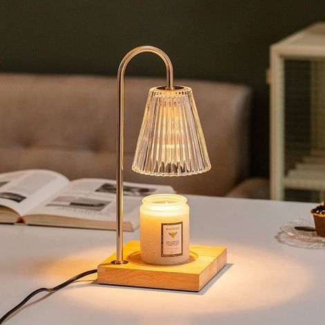 Réchaud à Bougie Électrique, Lampe avec Minuterie et Variateur pour Ambiance, Chauffe-Plat Élégant et Moderne (Champagne) [Classe énergétique G]