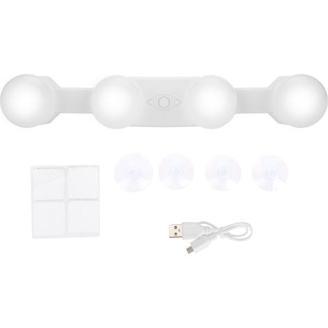 Lampe LED Portable Pour Miroir de Maquillage - 4 Ampoules - Réglage Sans Polarité sur 5 Niveaux - Installation Sans Fil - Pour Miroir Salle De Bain Cuisine Armoire - 1 Pièce (1/5)