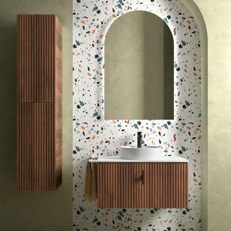 Armoire murale BIBA 800 1 tiroir métallique et tiroir caché NOYER MAYA 797 x 405 x 450 mm (1/5)