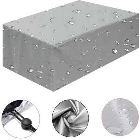Copertura per mobili da giardino 180x100x75cm 420D Oxford argento Copertura per tavolo da giardino rettangolare Telo di protezione Tavolo da giardino Mobili da esterno Impermeabile Antivento Anti-UV