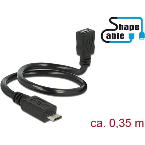 Kabel usb 2.0 micro b stecker  usb 2.0 micro b buchse otg shapecable 35 cm delock