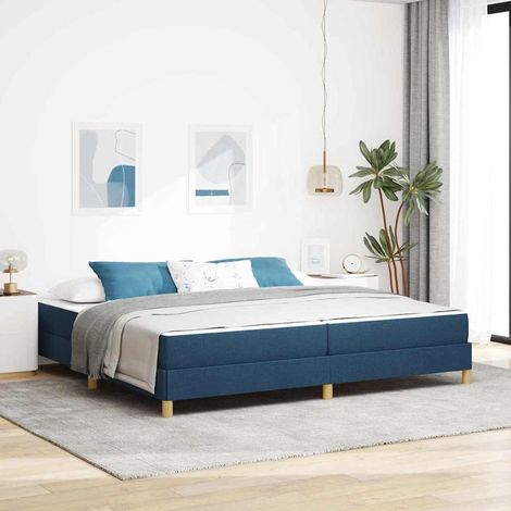 Boxspringbett mit Matratze Blau 200 x 200 cm Stoff (1/5)