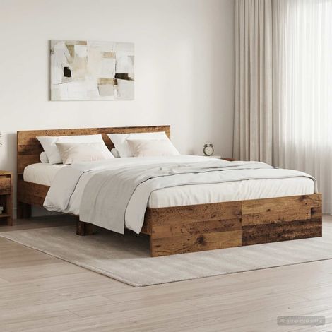 Estructura de cama con cabecero Madera envejecida 140 x 190 cm (1/5)