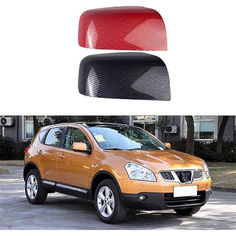Passend für ältere Qashqai-Modelle (08-15): Rückspiegelgehäuse, Qijun-Rückspiegelabdeckung in Carbonfaser-Optik, Reflektorabdeckung links (Fahrerseite), rote Carbonfaser
