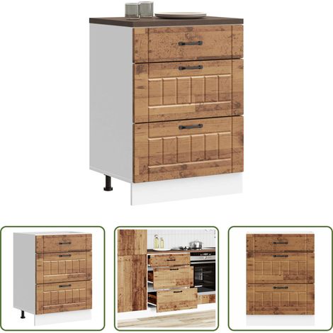 Holzwerkstoff - Küchen-Unterschrank Lucca Altholz-Optik Holzwerkstoff (1/5)