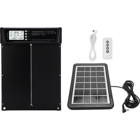 Ortviai Porte Automatique pour Poulailler en Aluminium avec Panneau Solaire, Capteur de Lumière et Télécommande