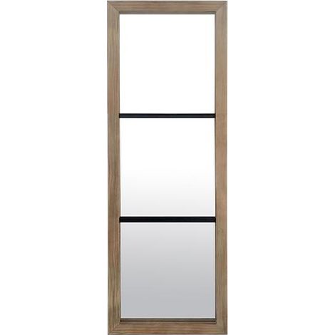 Miroir rectangulaire industriel métal et bois 50x150cm (1/2)