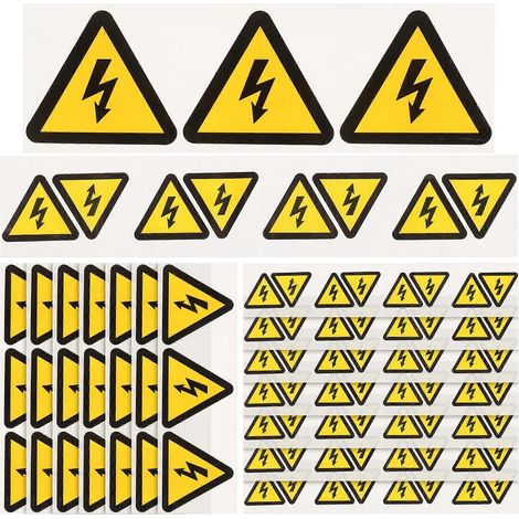30 autocollants d'avertissement adhésifs : danger de chocs électriques-10x10x0.1cm (1/3)