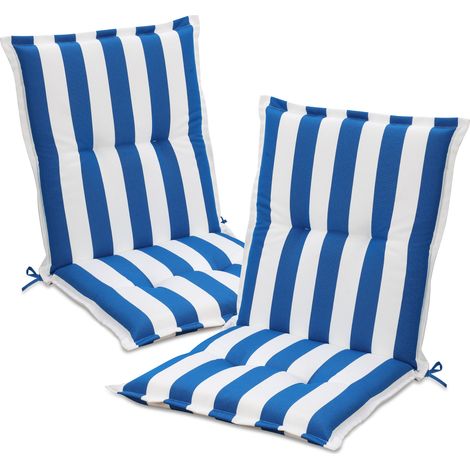 Aoodor Outdoor Low Back Chair Cushions, 100x50x6 cm Fade-Resistant Patio Cushions for Dining Chairs, Set of 2 for Deck & Porch Chairs-blue