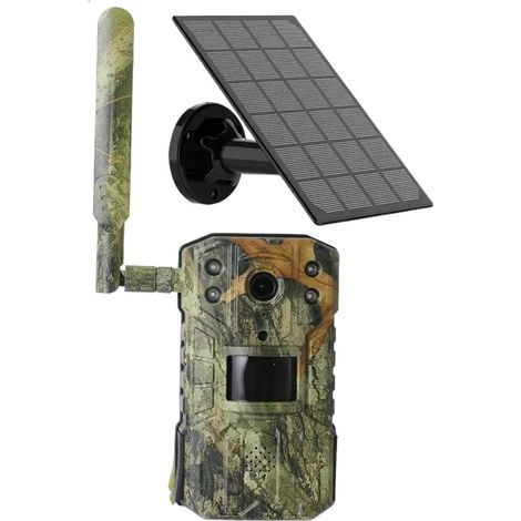 Caméra Faune Sauvage Caméra De Chasse Solaire avec Carte SIM 4MP 14MP 4G, Et Faune Vision Nocturne, Suivi Extérieure Activée par Le Mouvement Surveillance Fiable Précise (1/5)