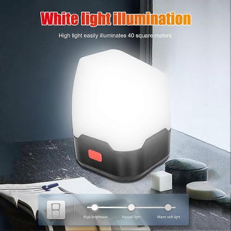 Lanterne de camping portable 350 lm, 3 modes, rechargeable par USB, batterie externe 1200 mAh, LED, anti-moustiques, lampe de secours. (1/5)