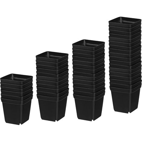 100 Pièces Pots De Pépinière Réutilisables Pots De Fleurs De Jardin Petits Conteneurs Végétaux en Plastique Black Réutilisable (1/5)